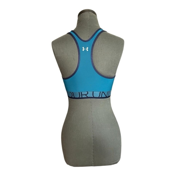 Under Armour Women’s Blue Teal Racerback Top Sports Bra Activewear Size S - Picture 3 of 3